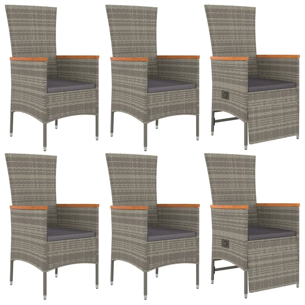 Set da Pranzo da Giardino 7 pz con Cuscini in Polyrattan Grigio 3157541