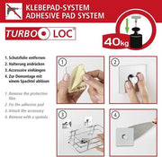 Garnituur di installazione per WC Turbo-Loc Quadro - installa senza forare - ABS - 95 x 355 x 12 cm - finitura a cromo