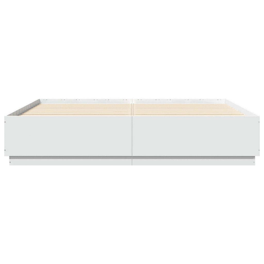 Letto matrimoniale | Letto per adulti | Giroletto con Luci LED Bianco 200x200 cm in Legno Multistrato