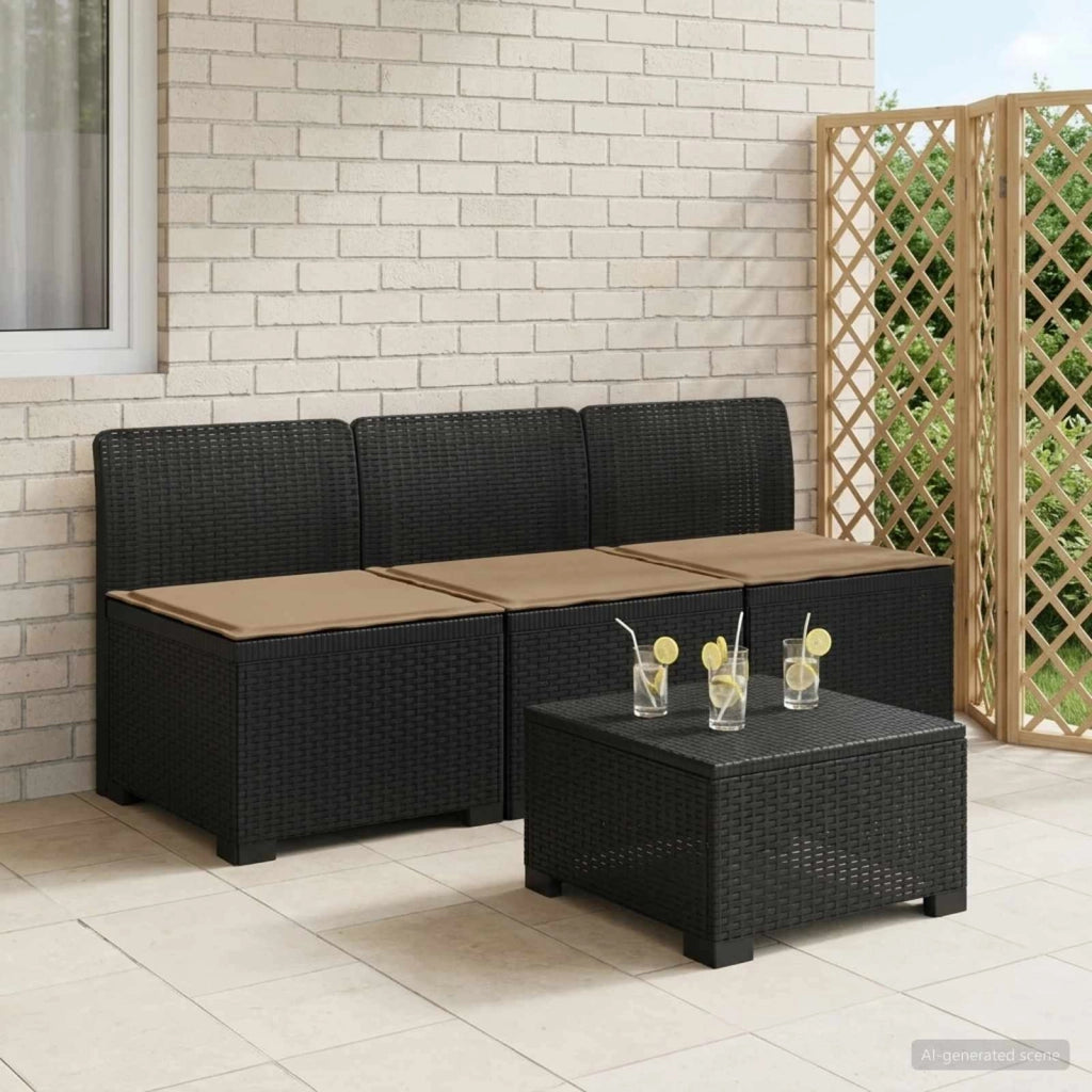 Divano da giardino 3 posti con cuscini in look rattan 3 posto 8011962