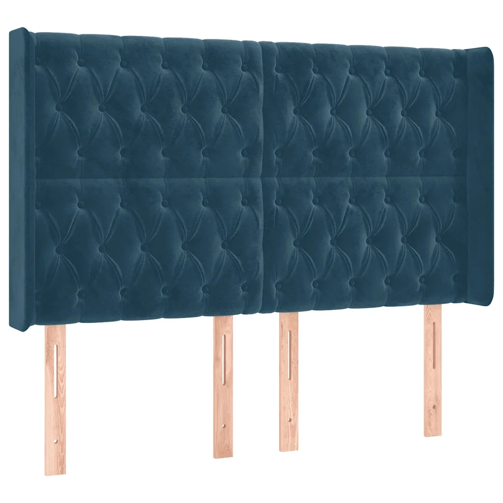 Letto a Molle con Materasso e LED Blu Scuro 140x200 cm 3139749
