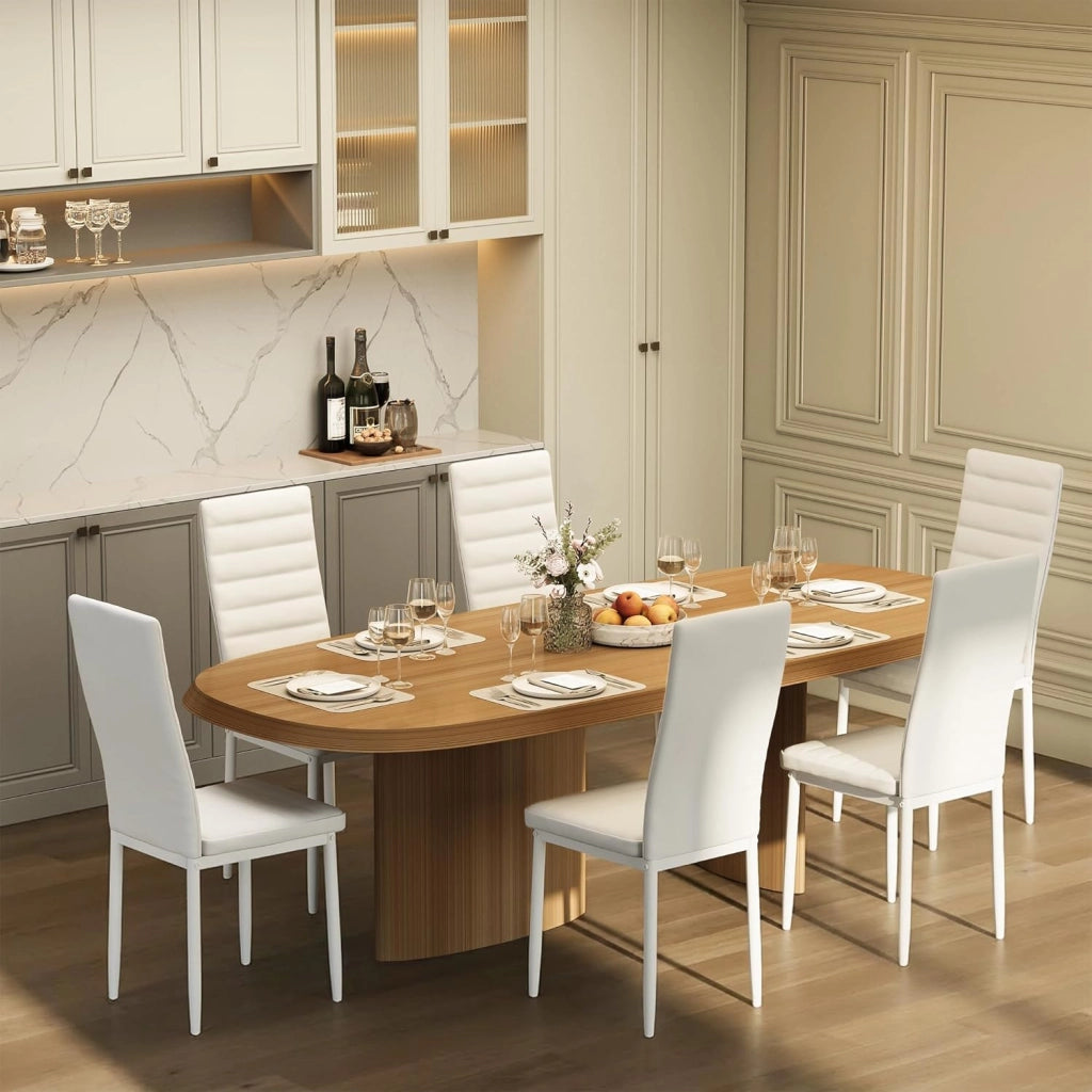 Set di 6 sedie da pranzo, sedie da tavolo in similpelle, moderne sedie da cucina a vista per sale da pranzo, studi e soggiorni. (Bianco, Set da 6)