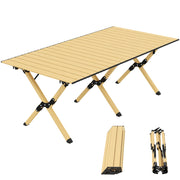 Tavolo pieghevole da giardino ¨C zephmum ¨C alluminio, effetto legno, 117x60 cm