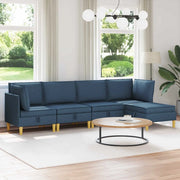 Set di divani modulari con spazio di archiviazione 5 pcs Blu