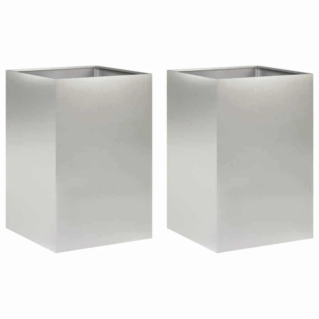 Vaso da giardino 2 pz Argento 50 x 50 x 75 cm Acciaio Inox 8005395