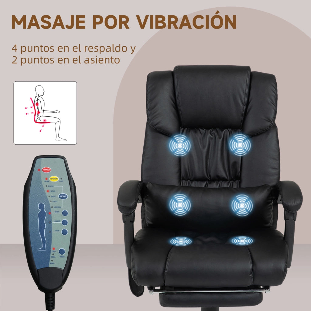Sedia da Ufficio con Massaggio 6 Punti Schienale Alto Reclinabile ¨C Zephmum ¨C Nero