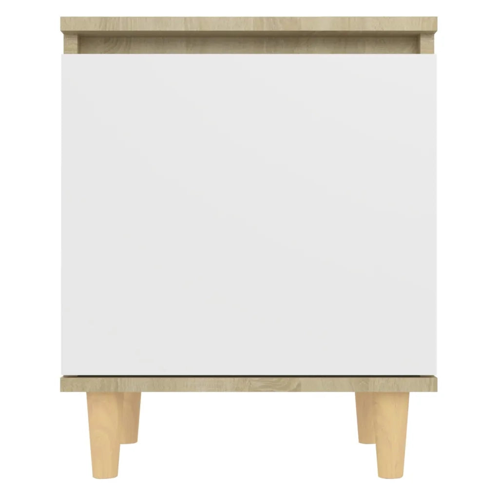 Comodini Gambe Legno Massello 2pz Rovere Sonoma Bianco 40x30x50 805826