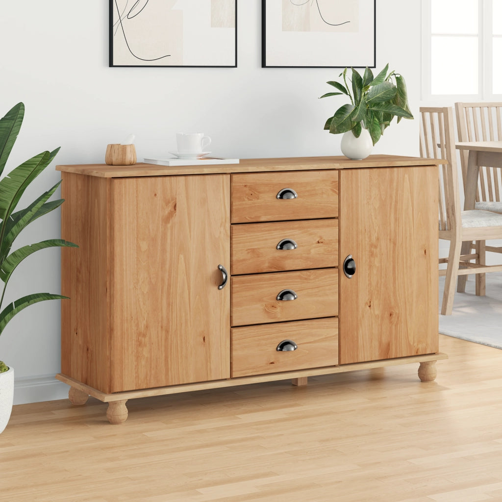 Mobiletto "ASKIM" 133,5x40x79 cm Legno Massello di Pino