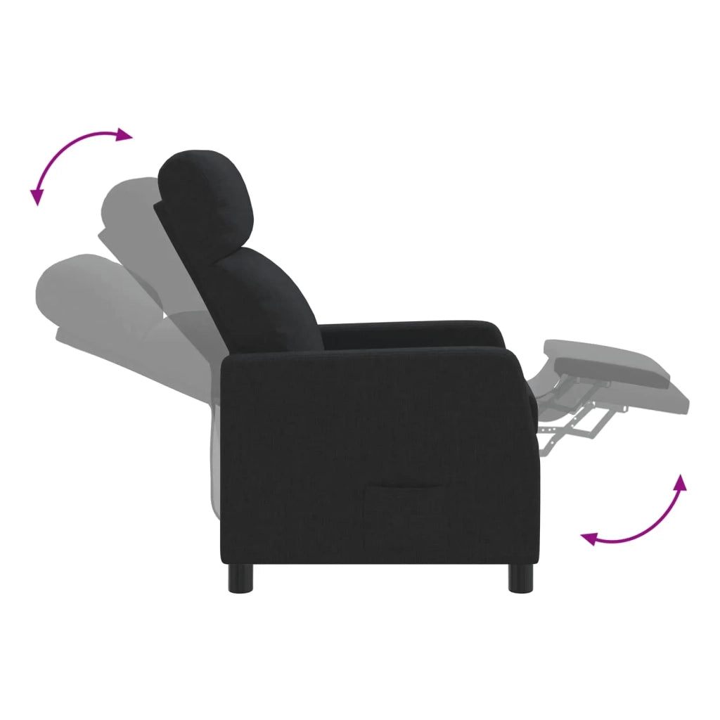 Divano Sedia-Poltrona reclinabile Nero Tessuto 755124