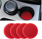 Onderzetter universale per auto, con supporto antislip e in silicone, diametro 7cm, accessori auto interno (rosso)