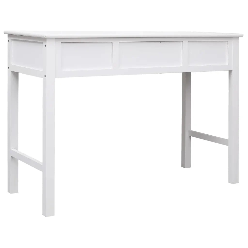 Scrivania Bianca 108x45x76 cm in Legno Massello di Paulownia 338537