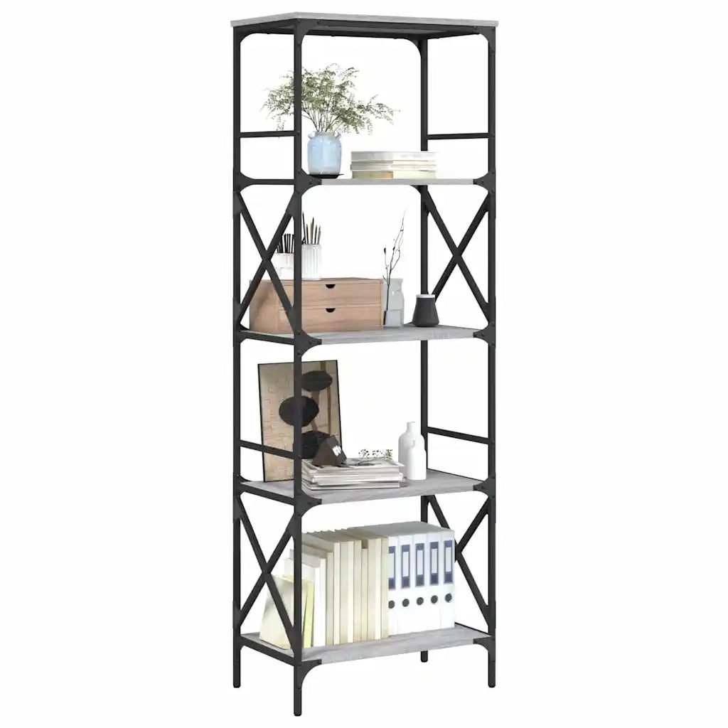 Libreria 5 Ripiani-Scaffale per Libri-Mobile di Stoccaggio Grigio Sonoma 59x35x171 cm Legno Multistrato