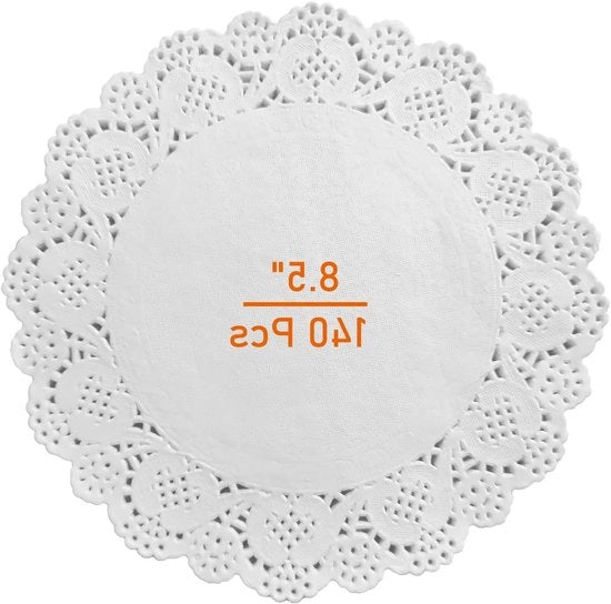 Doilies in carta 140 pezzi cerchi bianchi per festa e matrimonio - 216 cm.