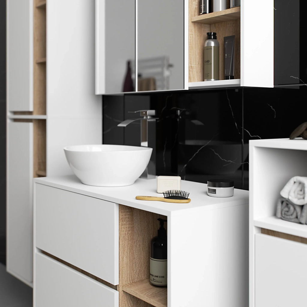 Mobile bagno sospeso VAMI Bianco, Sonoma Quercia 35 cm 1 anta 35x30x80 cm