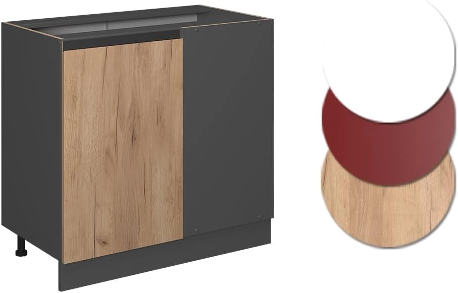 Mobile ad angolo cucina R-Line, Quercia dorata, 86 cm Forma a J, senza piano di lavoro, per la libera combinazione all'interno di sistemi cucina modulari