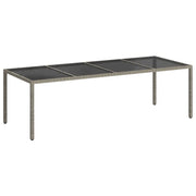 Tavolo Giardino Grigio 250x100x75cm Vetro Temperato Polyrattan  cod mxl 34692