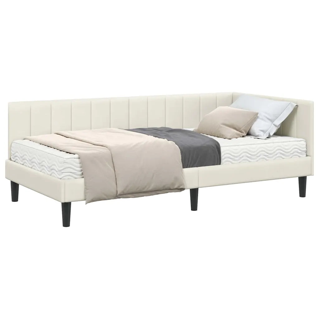 vidaXL Cornice del letto ad angolo Crema 100 x 200 cm Velluto