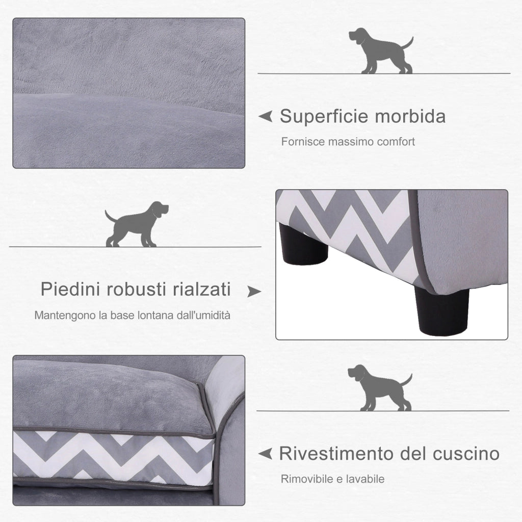 Divanetto Cuccia per Animali Domestici Grigio 73.5x41x33 cm