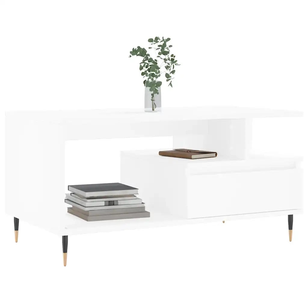 Tavolino da salotto | Tavolino da caff¨¨ | Tavolino da Soggiorno Bianco 90x49x45 cm in Legno Multistrato