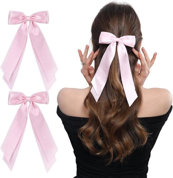 Eleganti Fibbia per Capelli in Seta in Rosa - Grandi Fibbie per Capelli per Donne e Ragazze, Perfette per Matrimoni e Feste, Ideali per Trecce di Capelli e Stili di Capelli Stilizzati