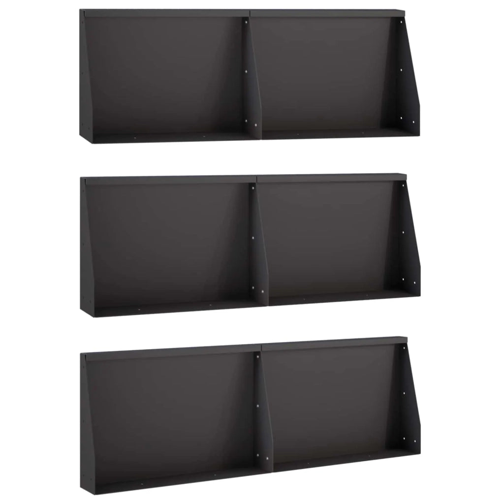 Muro di contenimento 6 pz 60 x 12 x 50 cm Acciaio Nero 3449170