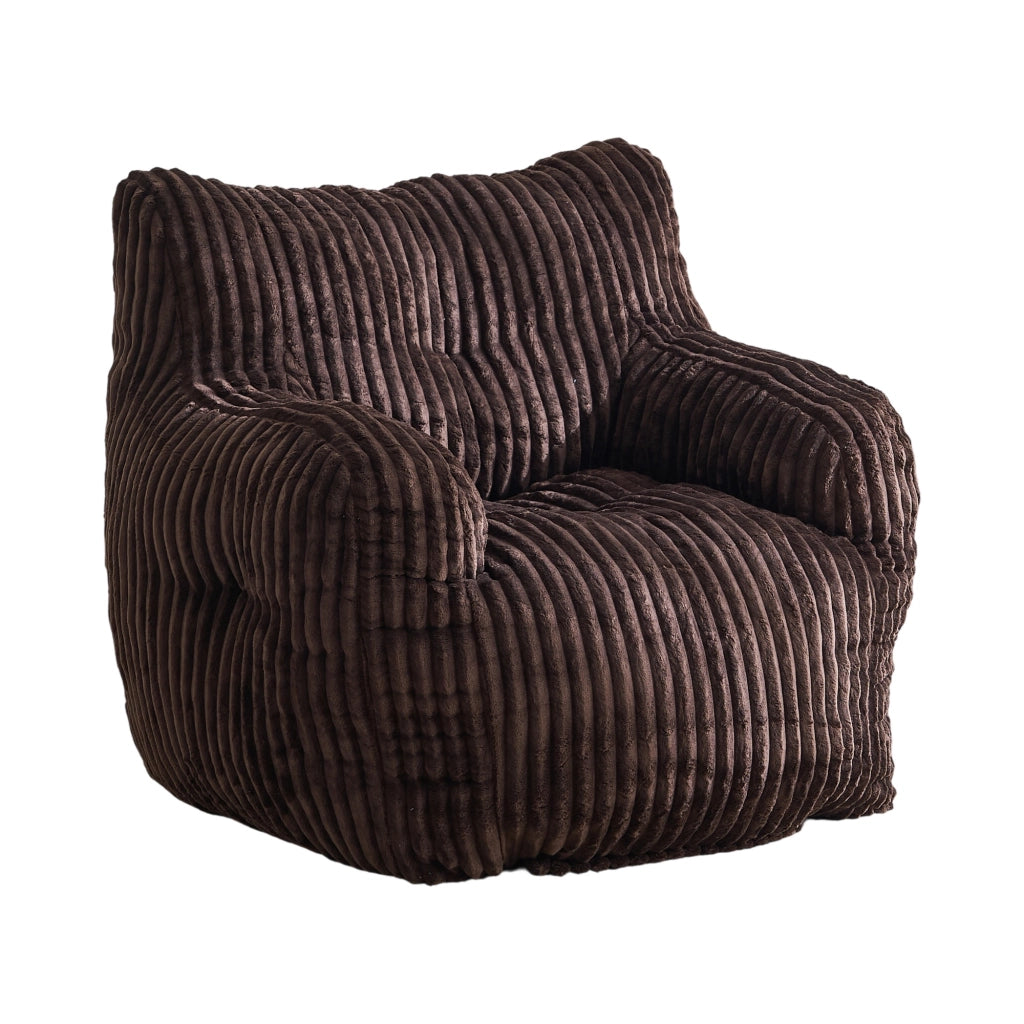 Poltrona pouf con imbottitura in memory foam e rivestimento in cordoncino marrone per soggiorno