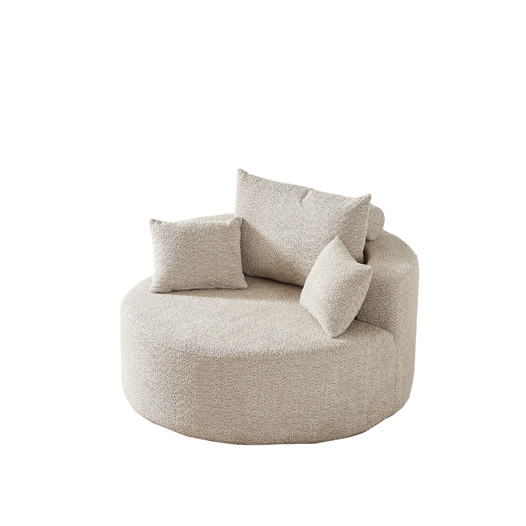 Fauteuil modulare in ciniglia senza montaggio con cuscino schienale cilindrico, morbido khaki 33 × 33 × 133 cm