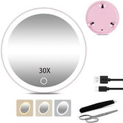 Specchio elettrico 30x con illuminazione, trucco viaggio specchio ingrandente con 3 colori regolabili luminosità, 15,24 cm specchio ingrandente con illuminazione con viti di fissaggio