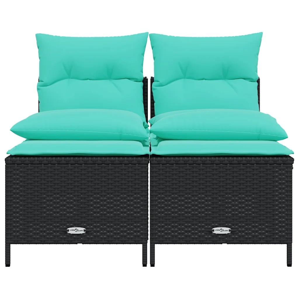 Set Divani da Giardino 4 pz con Cuscini Nero in Polyrattan 368379