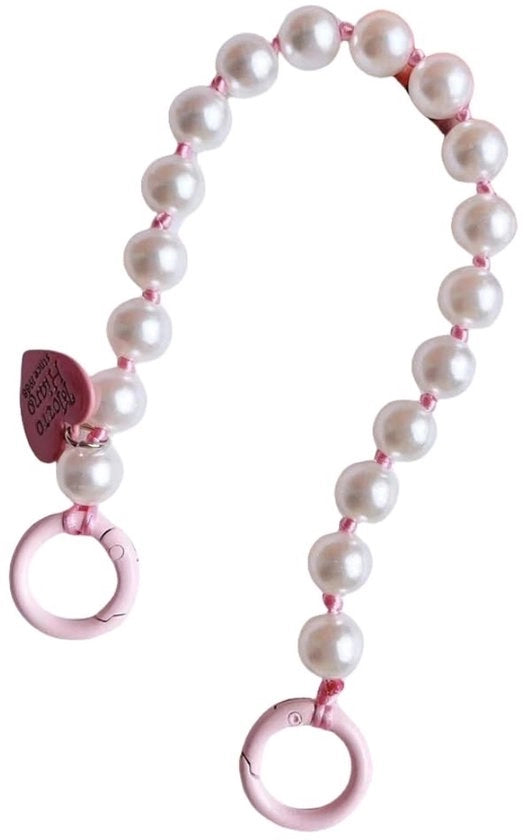 Catenella per telefono - Catenella con perle - Cordone per telefono - Catenella portafuori - Resistente e robusta - Lunghezza circa 28 cm