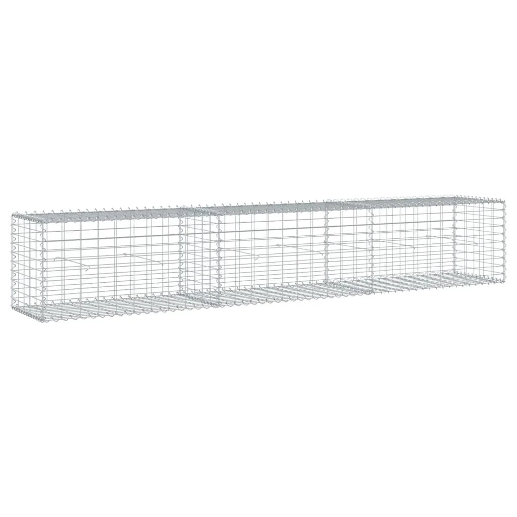 Gabbione recinto a gabbia muro di contenimento con coperchio 300 x 50 x 50 cm ferro zincato argento 02_0040156