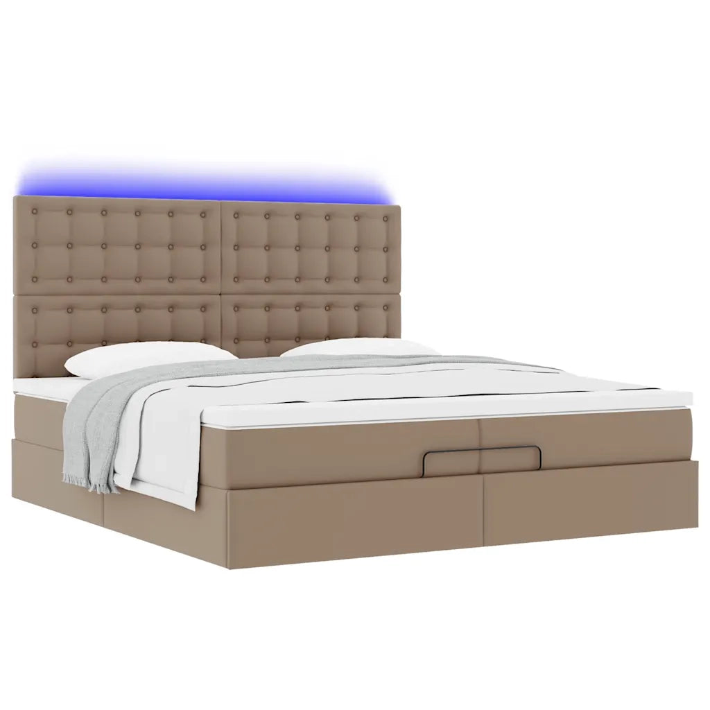 Struttura Letto Pouf con Materassi 200x200 cm Similpelle 3313874
