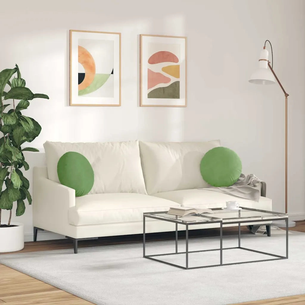 Cuscini per Seduta 2 pcs Verde chiaro Ø 40 x 13 cm Velluto 42014140