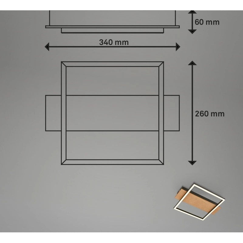 Plafoniera Kada led 34x26 cm 14w 1400lm legno nero