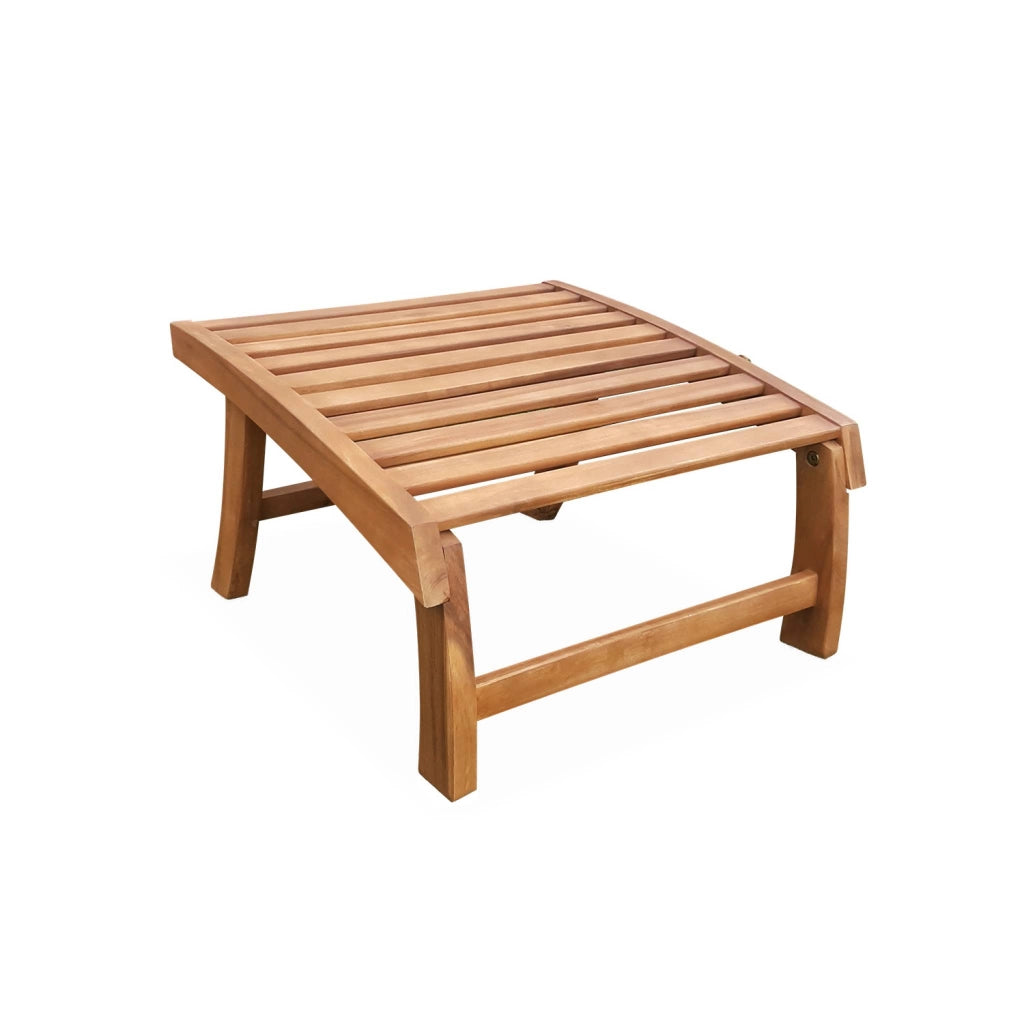 Set 2 sedie con cuscino e poggiapiedi in legno, teak