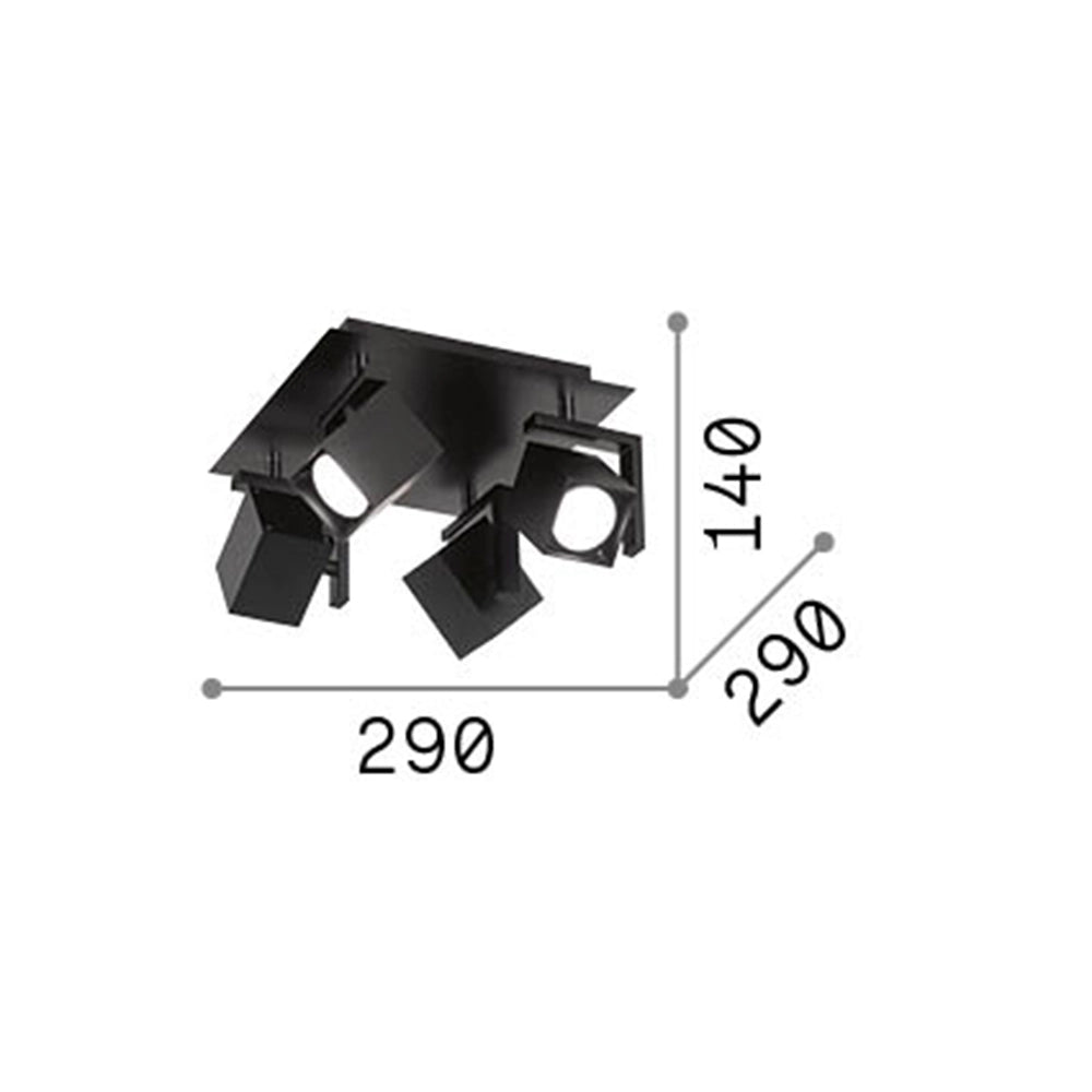 Plafoniera Moderna Mouse Metallo Nero 4 Luci Gu10
