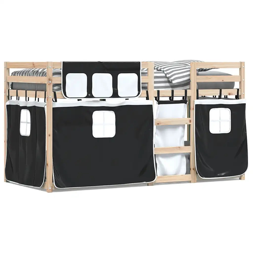 Letto a Castello senza Materasso-Struttura Letto a Castello Bianco e Nero 90x190cm in Pino 273323