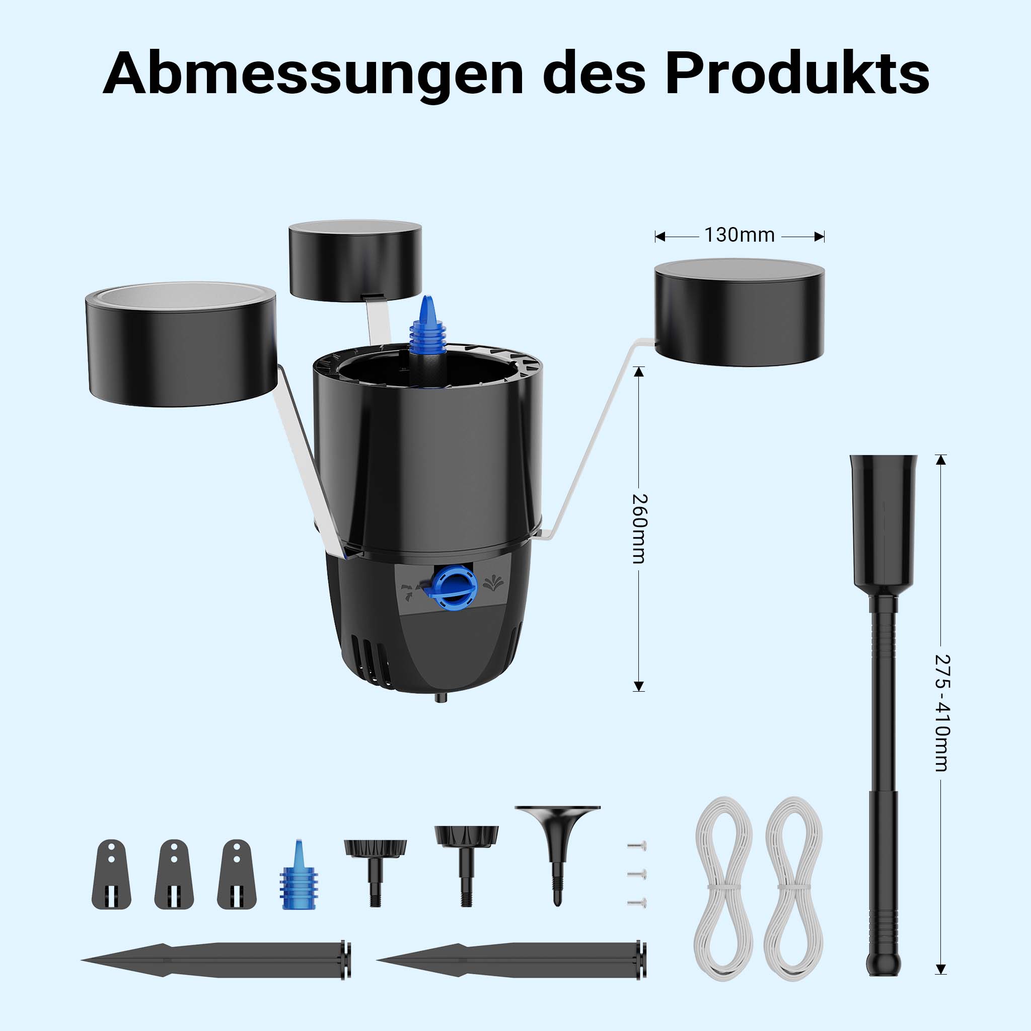 Skimmer galleggiante CSP-250 per laghetto, Pompa 2500l/h 45W e Fontana