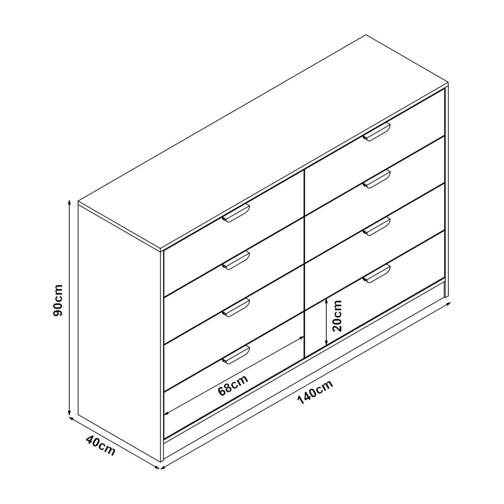 Cassettiera pratico mobile contenitore per ingresso soggiorno camera da letto 90 x 140 x 40 cm MDF effetto rovere 03_0009316