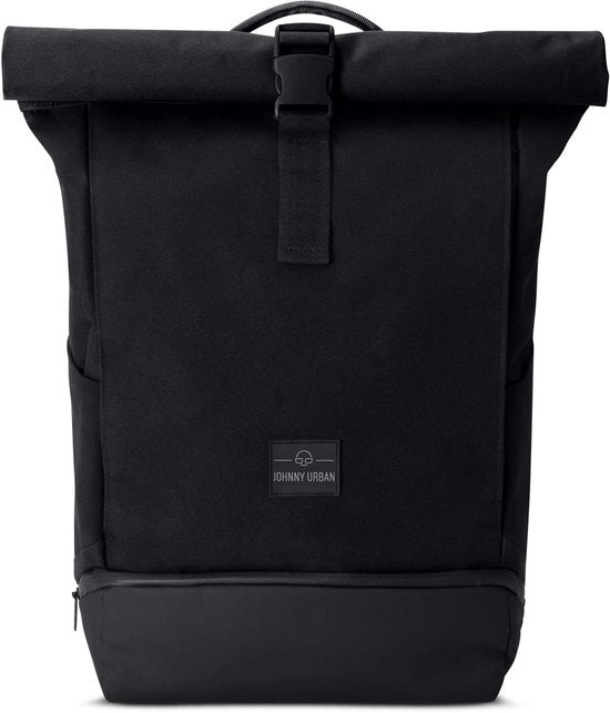 Borsa da Spalla Universale per Donna e Uomo Nero - Allen Medium - Rolltop con Tasca per Laptop per Università, Bicicletta, Ufficio - 15L - Sostenibile - Impermeabile