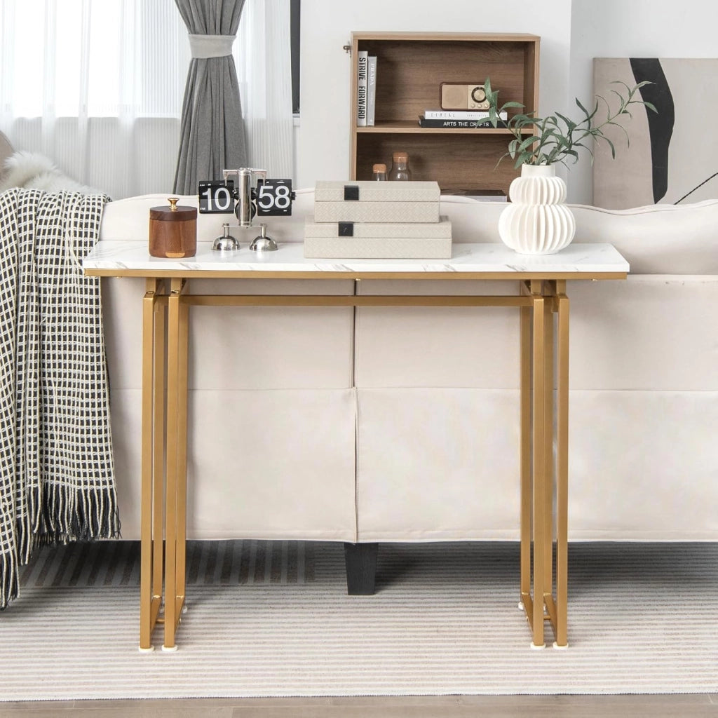 Tavolo Consolle, Consolle Ingresso, Tavolino Console di Ingresso, Telaio Robusto e Stabile, Piedini Regolabili, per Ingresso, Soggiorno, Corridoio, Stile Moderno (Oro)