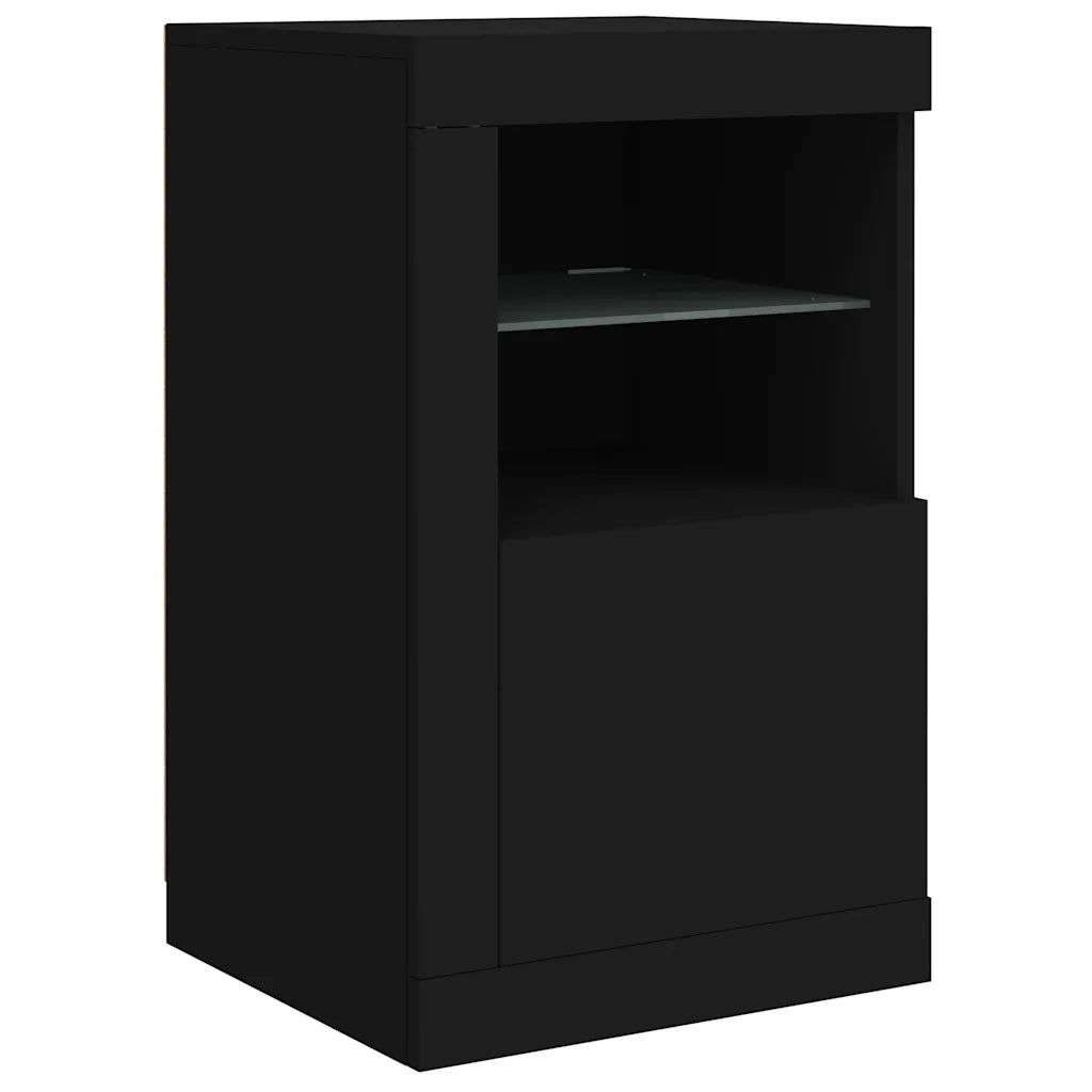 Armadietto con Luci LED Nero in Legno Multistrato 836632