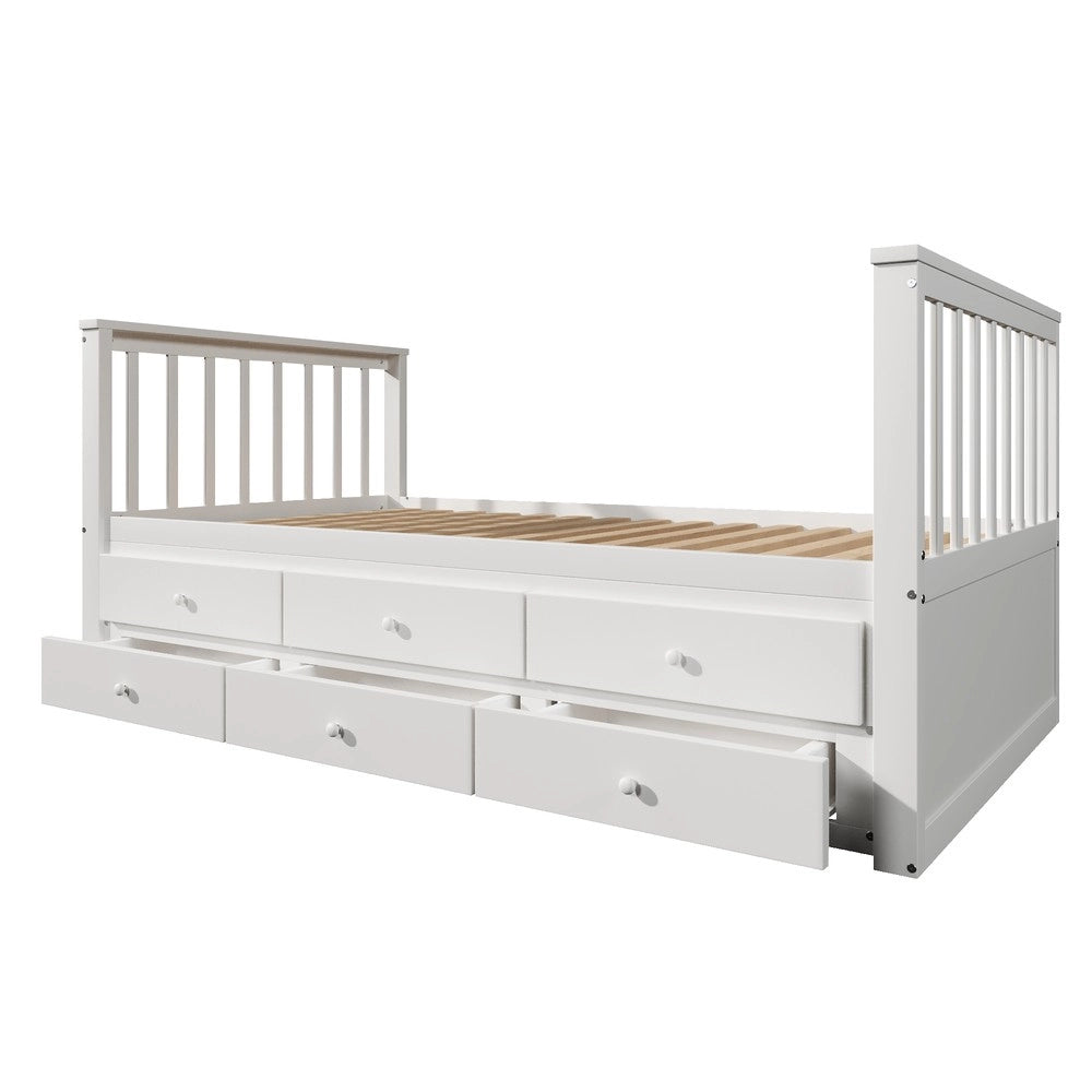 Letto Singolo con Cassetti in Legno Massello ¨C MINIMAL ¨C Bianco 90x200