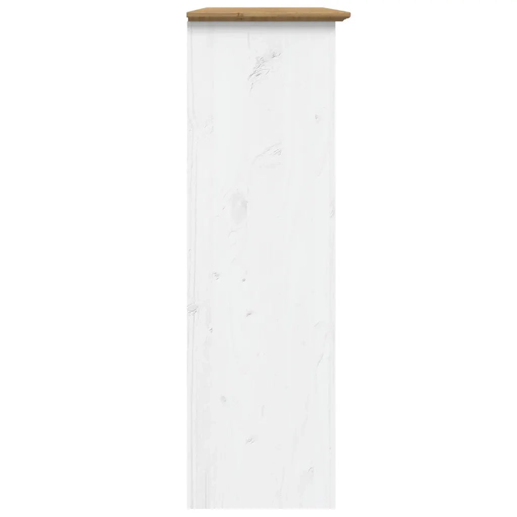 Mobile con Ante Vetro BODO Legno Massello Pino Bianco e Marrone 355078
