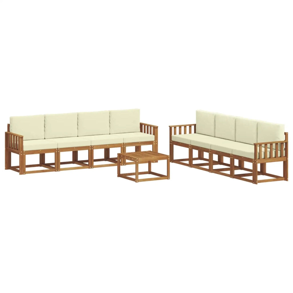 Set di divani da esterno con cuscino 9 pcs Naturale e Crema 3366178