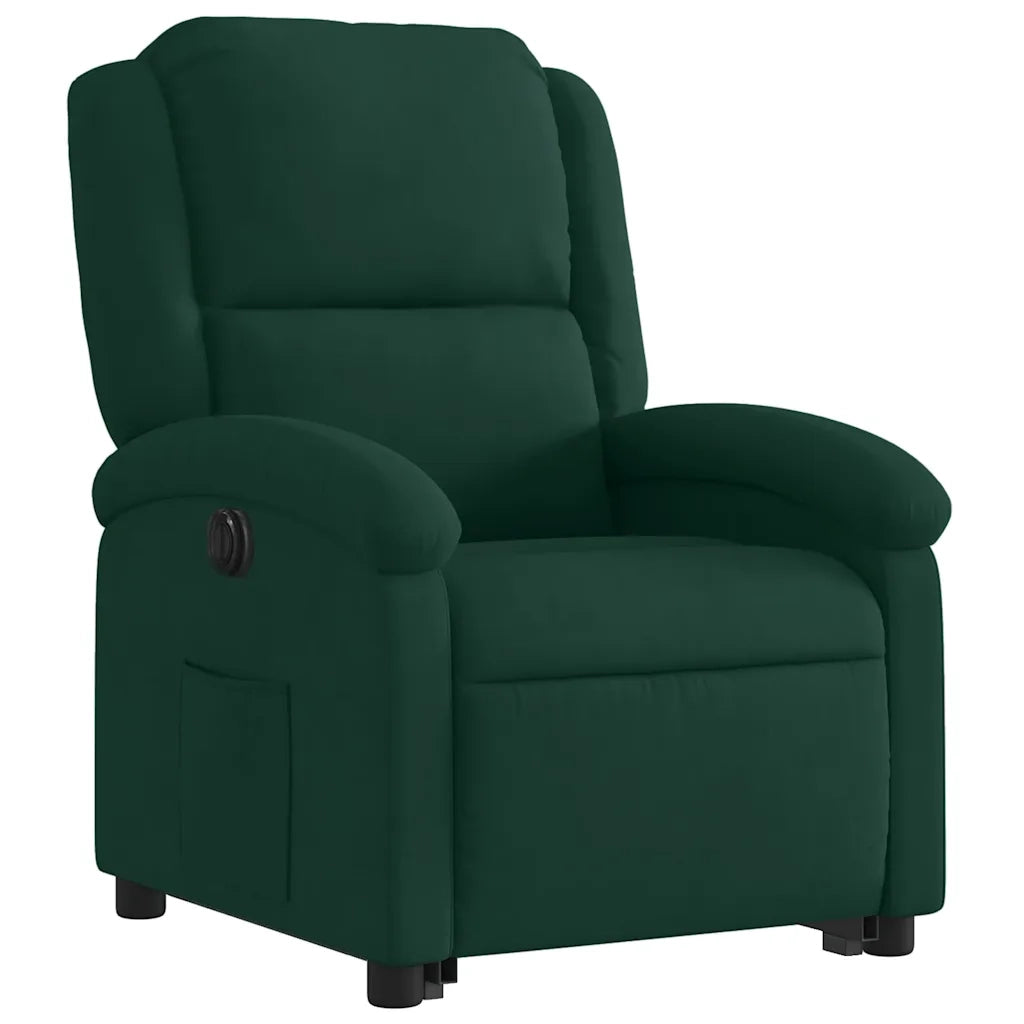 Poltrona Alzapersona Reclinabile Elettrica Verde Scuro Velluto 3204324