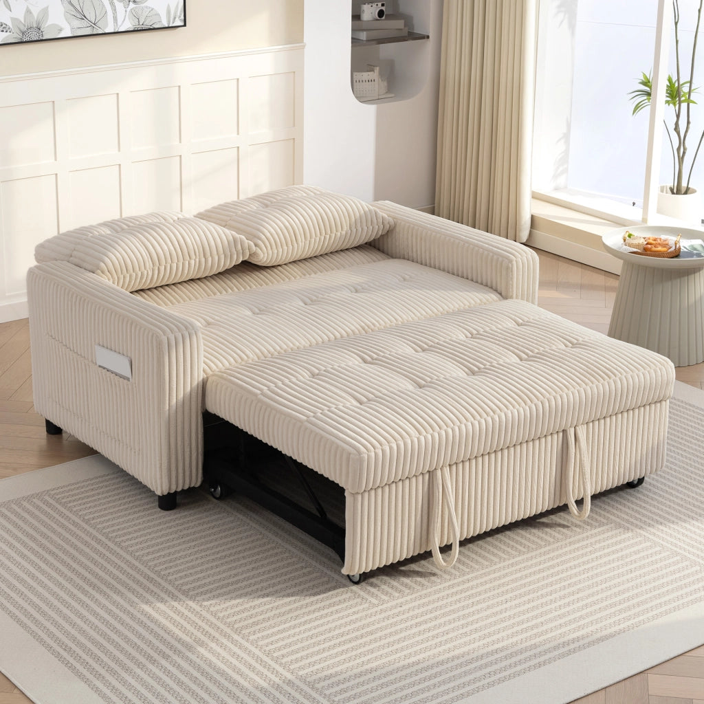 Divano letto 2 posti ¨C zephmum ¨C tessuto crema 157x190 cm