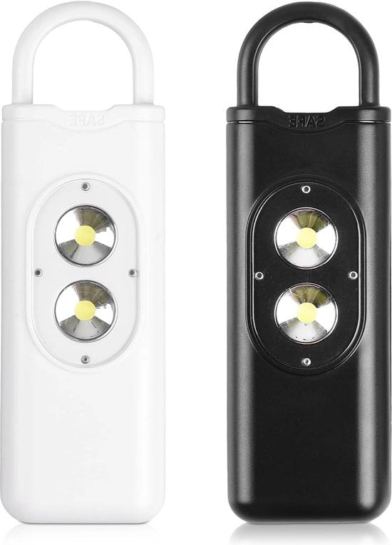 Due allarmi personalizzati per donne - Chiave tesa per autodifesa - Allarme con doppio altoparlante e luce stroboscopica - Allarme di panico trillante.