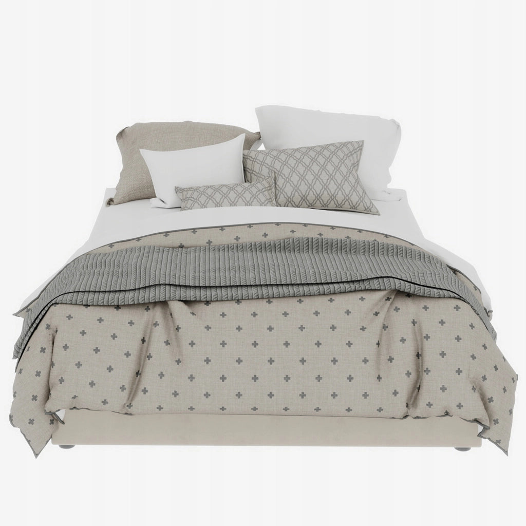 Letto minimalista 140x200 beige - Xylo - Velluto olandese sistema pneumatico