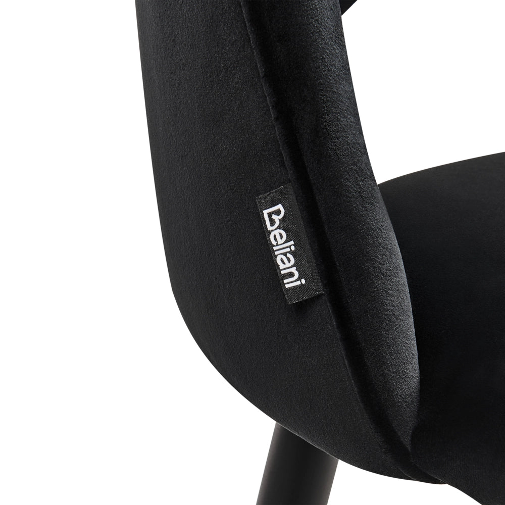 Set di 2 sedie da pranzo rivestimento in velluto Nero gambe nere glamour retrò